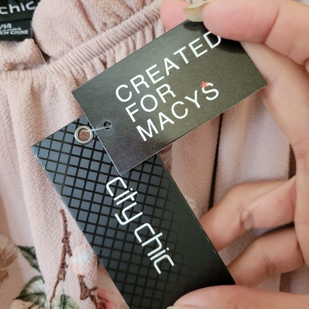 City Chic Plus Size Rose Play Floral Pink Dress XS 14 - Picture 8 of 13